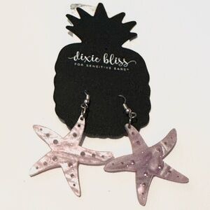 Dixie Bliss Pink and White Starfish Earrings